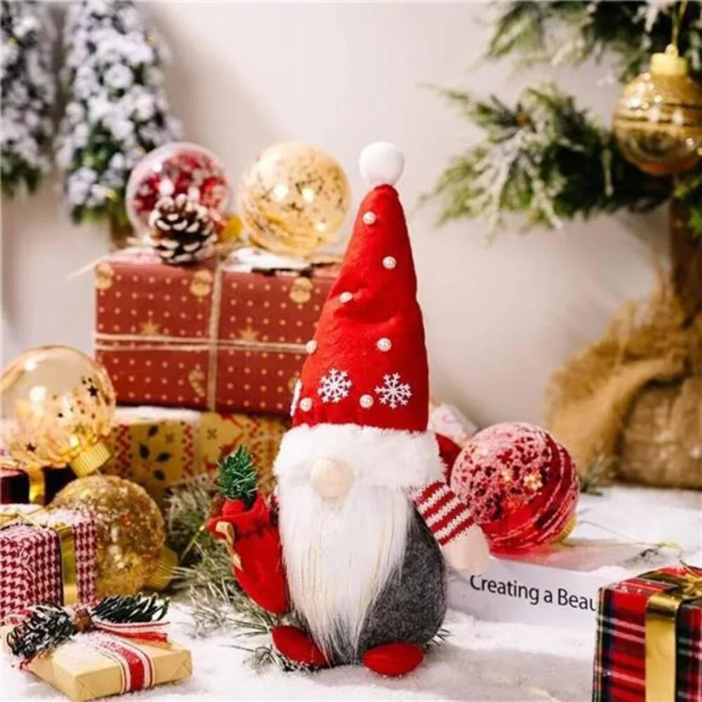 Christmas Gnome Plush Holiday Decorations Scandinavian Tomte Elf Table Decor Red